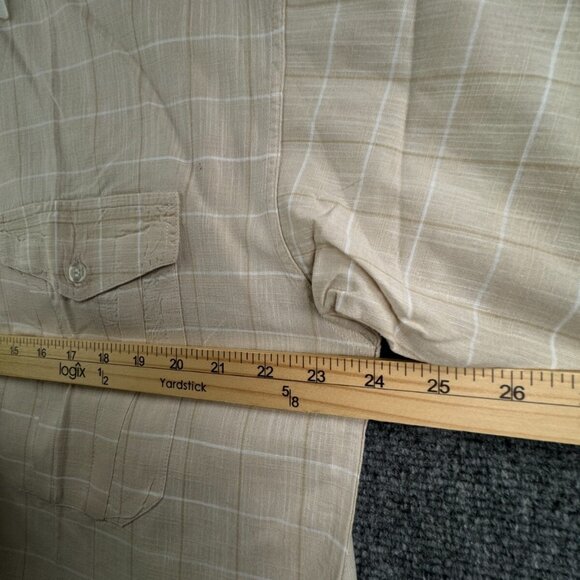 FABIO CAVIGLIA Italy Button Up Shirt Short Sleeve Cotton Size 4 Beige Check - Picture 5 of 16